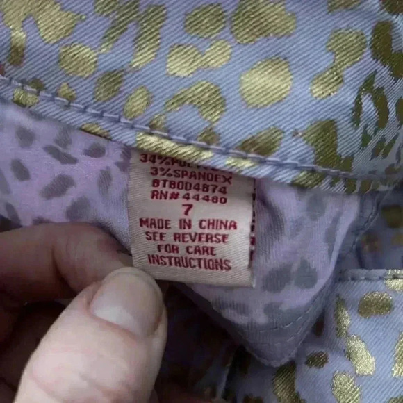 🌸3/$30🌸FIRE Los  Angeles | Lilac purple and gold sparkle cheetah jeggings - Picture 7 of 9